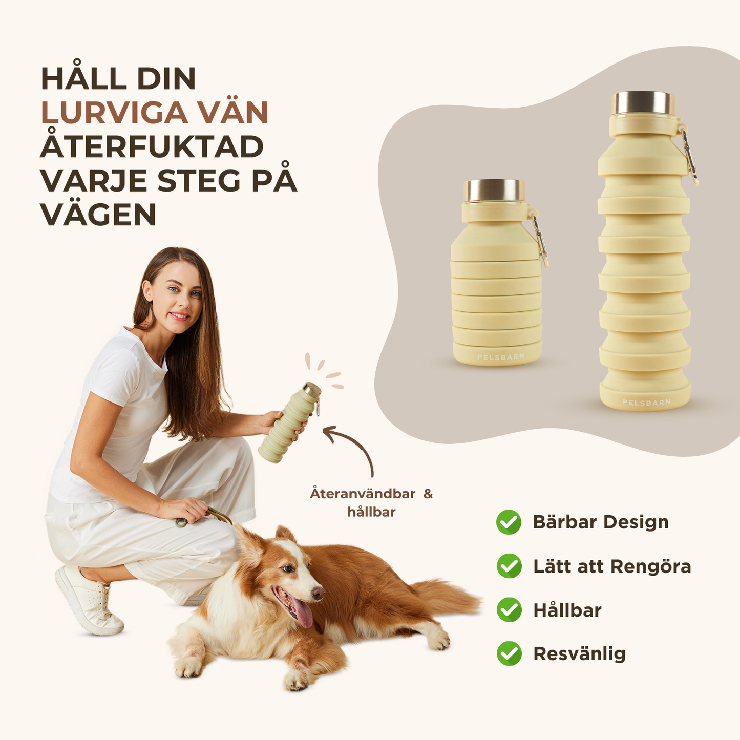 Pelsbarn Hopfällbar Vattenflaska