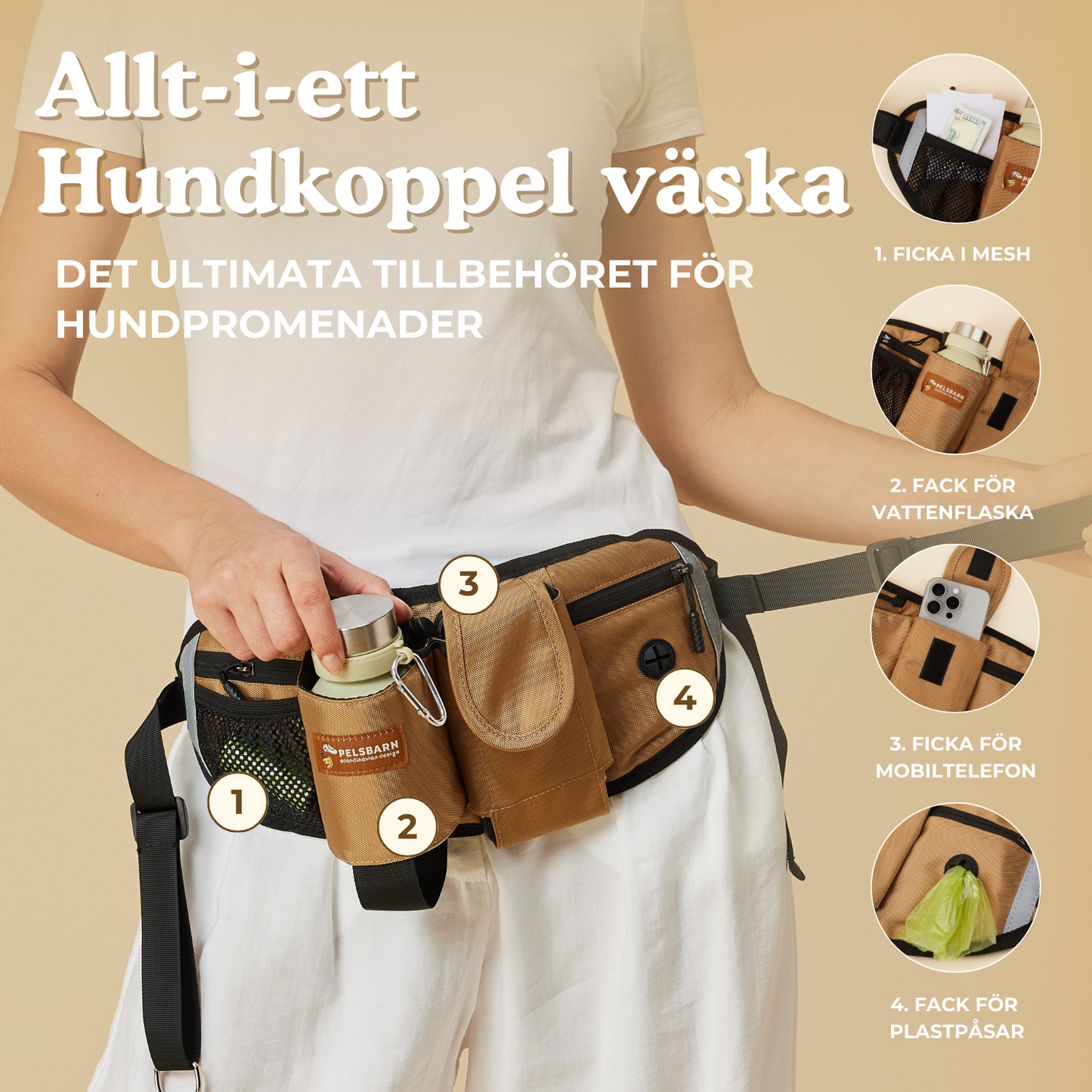 Allt-i-ett Hundkoppel Väska