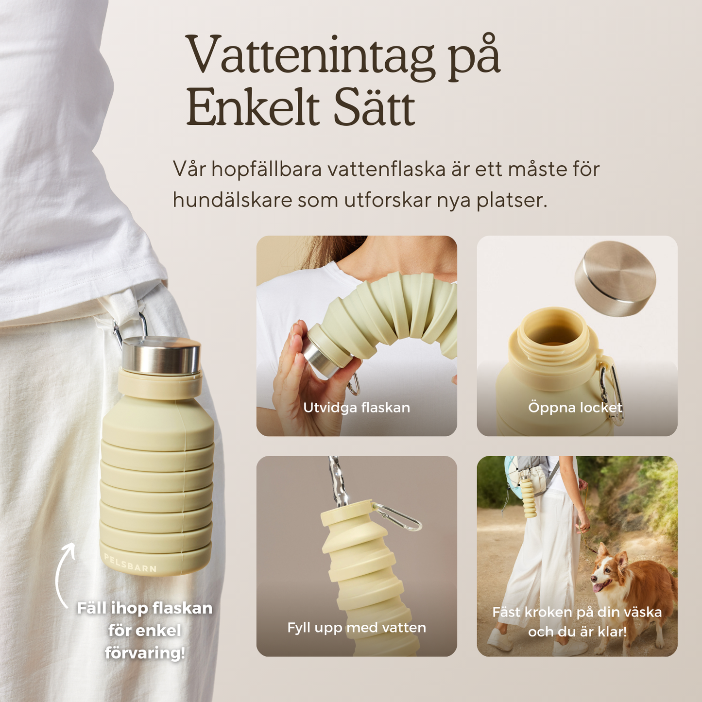 Pelsbarn Hopfällbar Vattenflaska