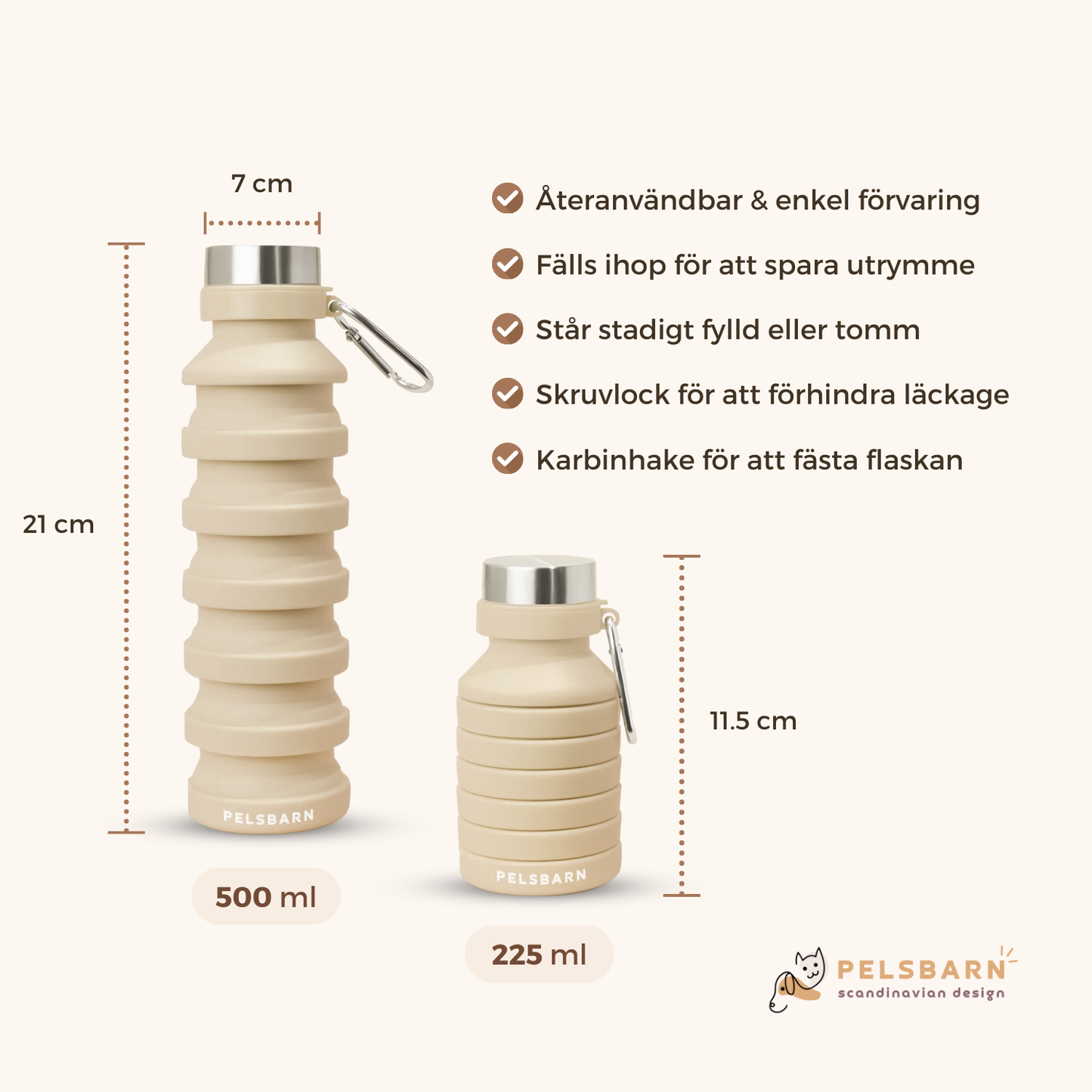 Pelsbarn Hopfällbar Vattenflaska